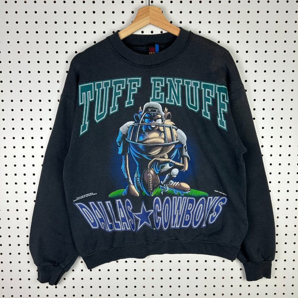 Dallas Cowboys‎ Crewneck Sweatshirt Medium 90s Taz Graphic Tuff Enuff NFL Comic